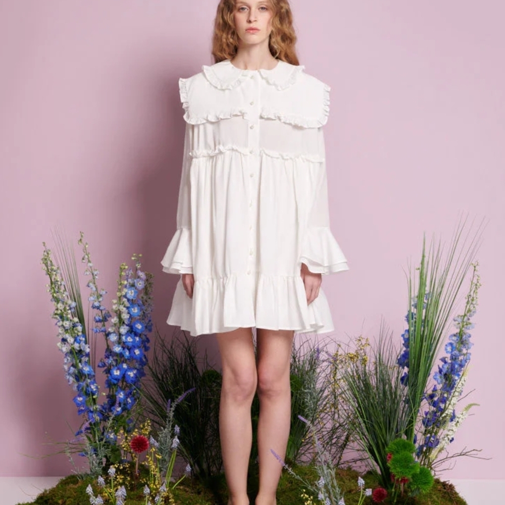 Sister Jane White Ruffle Long Sleeve Dress